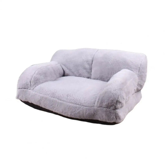 Cozy Plush Dog Bed – Soft Sofa for Dogs and Cats - Grey - Pet Sofa